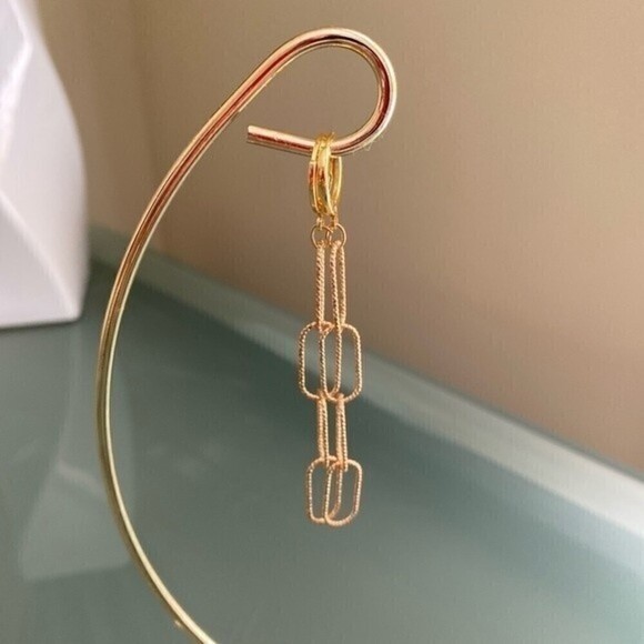 NEW 14kt Gold Chain Link Earrings Custom Handmade Jewelry - Picture 1 of 6